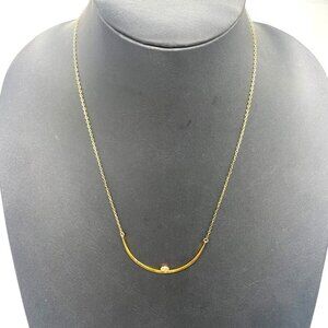 Kris Nations Crescent Moon Crystal Chain Necklace Gold Tone 20 to 22 Inches